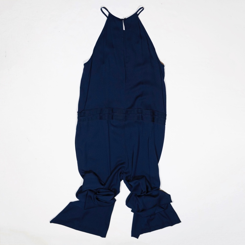 Diane Von Furstenberg Davin Silk Sleeveless Full Length One Piece Jumpsuit Blue